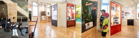 Kids looking at art displays