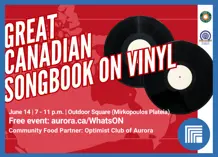 Great Canadian Songbook on Vinyl ad, red cover with two record images