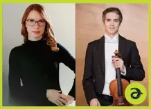 Blain on the left and Milatz on the right, holding a violin